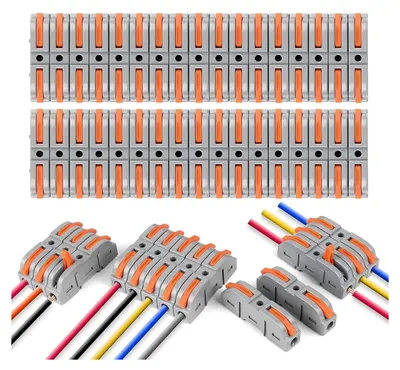Produktbild von 40 Stück Wago Klemmen Verbindungsklemme mit Hebel, Wago Durchgangsverbinder Kabelverbinder mit 4 mm² Leiter Klemme für DIY-Projekte