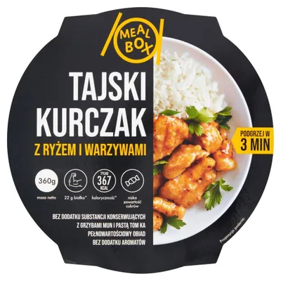 Zdjęcie produktu dla Tajski kurczak z ryżem i warzywami Meal Box 360 g