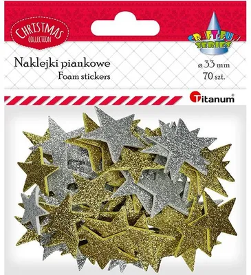 Obrázok produktu pre Penové nálepky zlaté a strieborné hviezdy 70 kusov Vianočný Titanum