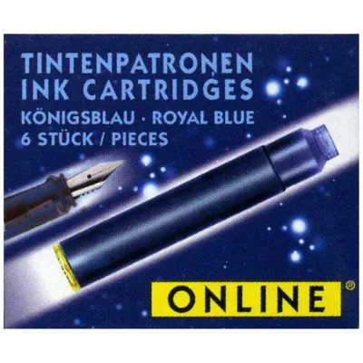 Produktbild von Online Standard-Tintenpatronen königsblau 6er Pack für Füller Schule Nachfüller