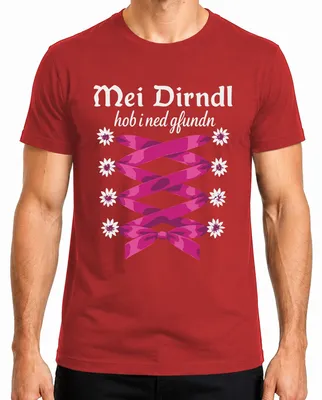 Imagen del producto de Camiseta para hombre, modelo "Edelweiß", de la marca "Oktoberfest Bayern Trachten", color rojo, talla XL. No encontré la marca "Mei Dirndl"