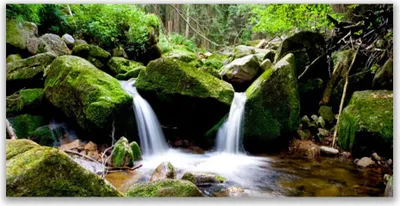 Produktbild von Tulup Leinwand-Bilder 140x70 Wandbild Canvas Kunstdruck Wasserfall Felsen Natur