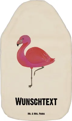 Produktbild von Mr. & Mrs. Panda Personalisierte Wärmflasche Flamingo classic - Weiß - Personalisierte Geschenke, Personalisierte Kinderwärmflasche, rosa, Kinder Wärmflasche mit Namen