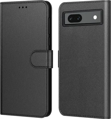 Immagine prodotto di Custodia per Google Pixel 7a - Portafoglio nero con patta per carte di credito magnetizzate Phonillico®