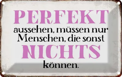 Produktbild von vianmo Blechschild 12x18 cm perfekt aussehen nichts können Dekoration Spruch Zitat