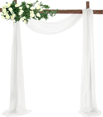 Produktbild von Chiffon-Vorhang Hochzeitsbogen Drapieren Stoff, Umweltfreundliche Zarte Textur Schön Hochzeitsdekorationen Im Freien （1 Panels，Weiß）