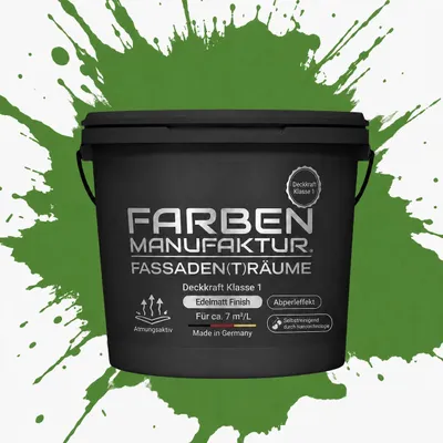 Produktbild von Fassadenfarbe Sockelfarbe Hausfarbe, Profi Silikonharzfarbe abperleffekt – RAL 6017 Maigrün – 10 L