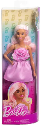 Produktbild von Barbie Fashionistas Puppe Nr. 238 in einem trägerlosen Rosenkleid, rosa Haare mit Spangenzubehör, Modepuppe, Weiblich, 3 Jahr(e), Junge/Mädchen, 127,5 mm, 174 g