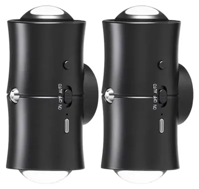 Produktbild von LED Nachtlicht 2er-Set - Wandleuchte - Bewegungssensor - Wiederaufladbar - RGB Ambientelicht - Dimmbar - Magnetisch - Schwarz