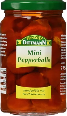 Image de Dittmann Feinkost Mini Pepperballs avec préparation au fromage frais 275g