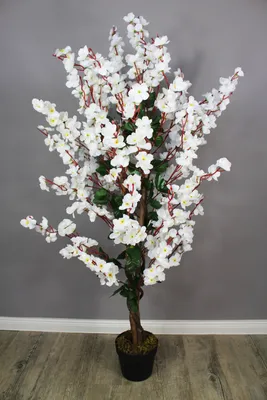 Produktbild von Kunstpflanze Blütenbaum 120 cm Wintersweet Weiß Künstliche Pflanze Blüten Kunstbaum