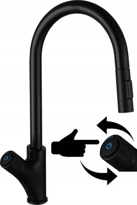 Immagine prodotto di Granitan | Rubinetto da cucina - Press Pull-out - Nero - Rotazione a 360° - Tubo estraibile - Ottone