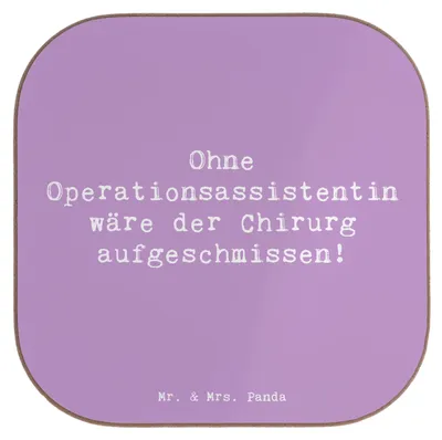 Produktbild von Mr. & Mrs. Panda Getränkeuntersetzer Spruch Operationsassistentin Wichtigkeit - Lavendeltraum - Geschenk, Berufsliebe, Instrumentenpflege, Tassen Untersetzer, Berufsleben