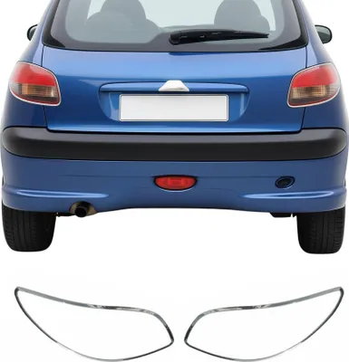 Image de Cadre De Feu Stop Arrière pour Peugeot 206 1998-2010 ABS Chromé 2 Pcs