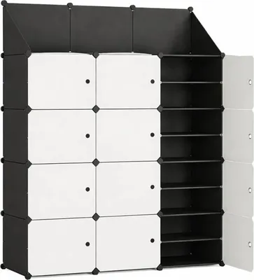 Produktbild von Hogler 3870 Variables Regalsystem, 12 Module, 124 x 154 x 32 cm, schwarz-weiß