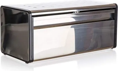 Produktbild von BANKETT Brotbeutel rostfreier Stahl QUADRA 39,5 x 20,5 x 18 cm, black Saum