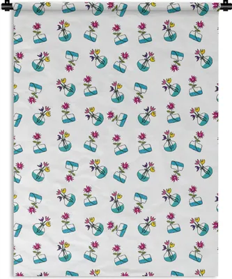 Produktbild von MuchoWow® Wandteppich Wandbehang Blumen - Muster - Frühling 150x200 cm Tapisserie Dekoration Wandtuch - Wandaufhängung - Moderner
