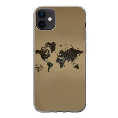 Produktbild von MuchoWow® Handyhülle Schutzhülle Hülle für iPhone 12 mini Weltkarte - Design - Vintage Silikon Softcase Handy Hülle - Bild