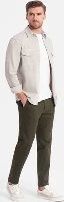 Zdjęcie produktu dla Ombre Clothing Męskie chinosy Sylven ciemna oliwka L