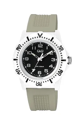 Produktbild von Q&Q Herrenuhr Schwarz Weiß Grau Analog Silikon 10ATM Quarz