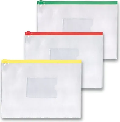 Zdjęcie produktu dla Kieszeń FolderMate z zamkiem błyskawicznym, format A5, przezroczysta, różne kolory