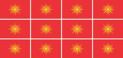 Produktbild von Mini Aufkleber Set - Pack glatt - 50x31mm - selbstklebender Sticker - Mazedonien - Flagge / Banner / Standarte fürs Auto, Büro, zu Hause und die Schule - 12 Stück