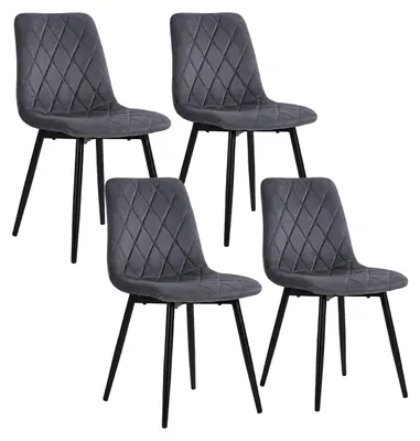 Produktbild von Relaxdays Esszimmerstuhl, 4er Set, Samt, Metallbeine, 120 kg, Wohnzimmer & Küche, gepolsterter Küchenstuhl, anthrazit, KI-generiertes Bild