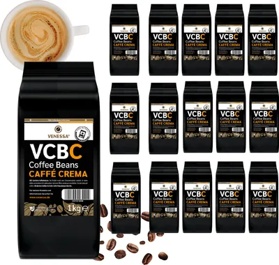 Produktbild von VENESSA VCBC Caffè Crema 16 x 1kg ganze Kaffeebohnen - natur geröstet - 100% Robusta