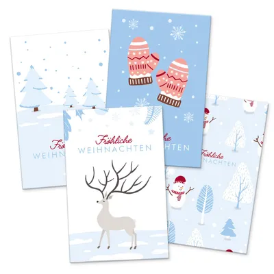 Produktbild von itenga 24 x Geschenkekarten Frohe Weihnachten Winterlandschaften in Visitenkartengröße