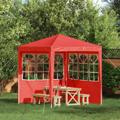 Imagen del producto de Maison Exclusive - 2 paneles laterales para carpa de fiesta, 200 x 195 cm, color rojo, fabricados en polietileno (PE) y acero