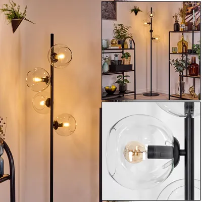 Produktbild von Cesaro Stehlampe aus Metall/Glas in Schwarz/Klar, Retro/Vintage-Design