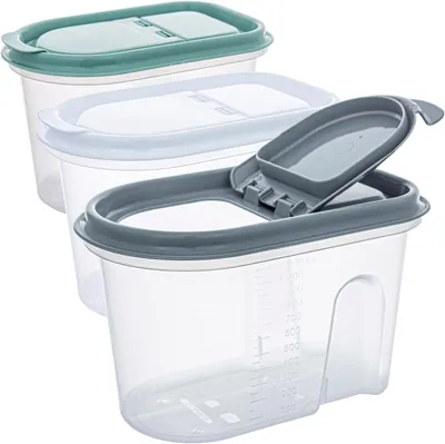 Produktbild von Vorratsdosen Set 3-teilig transparent, Klappdeckel, stapelbar, ideal für Küche