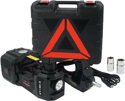 Immagine prodotto di Cric elettrico per auto, sollevamento idraulico, pompa aria integrata, nero 155-530 mm, 5000 kg