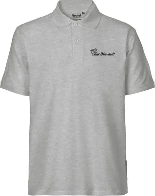 Produktbild von Huuraa Herren Polo Shirt Just Married Tauben L Sport Grey Bio Baumwolle Fairtrade Poloshirt Geschenkidee