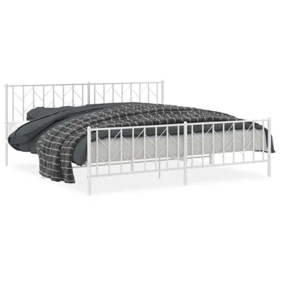Produktbild von Bettgestell mit Kopf- und Fußteil Metall Weiß 200x200 cm