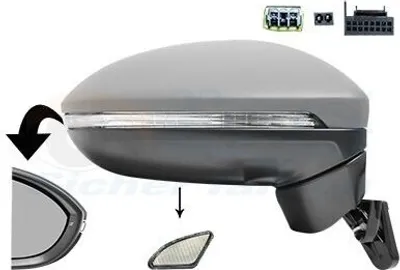 Image de VAN WEZEL Rétroviseur extérieur 15 pôles droit pour VW Touran