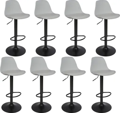 Produktbild von 8er Set Barhocker,Drehbare Barstuhl Tresenhocker Küchenhocker Höhenverstellbar aus Kunstleder - Grau