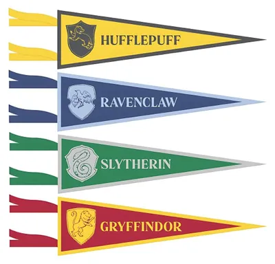 Stoff-Wimpelbanner Harry Potter, 4 Stück, 41x15 cm, mehrfarbig