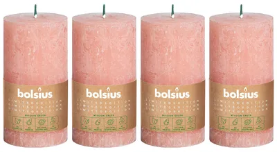 Image de lot de 4 bougies - hauteur 13 cm - diamètre 6,8 cm - Rustique - Terre