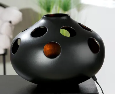 Obrázek produktu pro GILDE Stolní lampa, baňatá, "Nazare", keramika, černá, , v. 23 cm, hl. 33,5 cm 28893