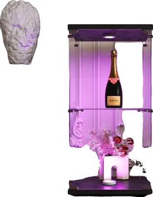 Image de Vitrine en verre, design moderne et élégant, deux étagères pour les objets de collection, noir