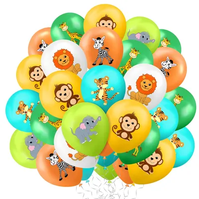 Produktbild von Luftballons Tiere - 50 Stück bunte Tierballons mit 6 Motiven - Safari Dschungel Dekoration - 12 Zoll Latex