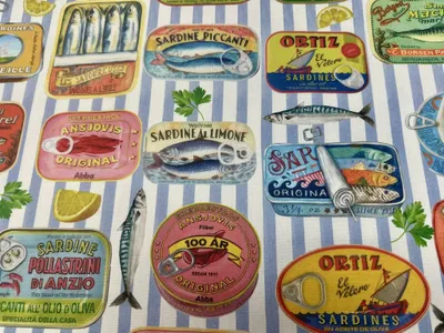 Sardinen-Stoff, 100% Baumwolle, 140 cm breit, 1 Meter