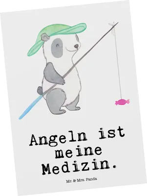 Produktbild von Mr. & Mrs. Panda Postkarte Panda Angeln - Weiß - Geschenk, Angelsport, einzelkarte, Hobbyangler, gehen, Postkarten, Ansichtskarte, Ansichtskarten, Angelverein, Angler