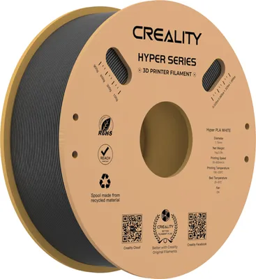 Obrázok produktu pre Creality Hyper-PLA filament, oficiálny Creality PLA filament, filament pre 3D tlačiarne na vysokorýchlostnú tlač, presnosť rozmerov +/-0,03 mm, 1 kg/špirálu (čierny), pre väčšinu FDM 3D tlačiarní