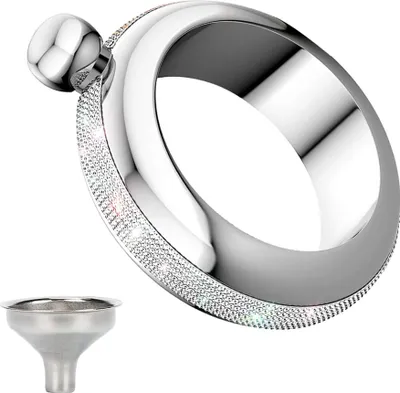Produktbild von Flachmann Armband Armreif Flasche Kreativ Edelstahl 304 Flachmann Trichter Set für Frauen 3.5ozSilver