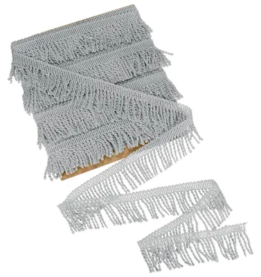 Polyester-Gardinenfranse, 10 m x 5,6 cm, grau, Boho-Stil
