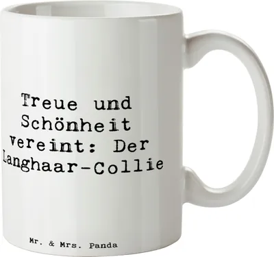 Produktbild von Mr. & Mrs. Panda Kaffeetasse Spruch Langhaar Collie - Weiß - Geschenk, Hunderasse, intelligenter Hund, sanfter Charakter, charmantes Auftreten, Kaffeebecher, Tasse, Pott