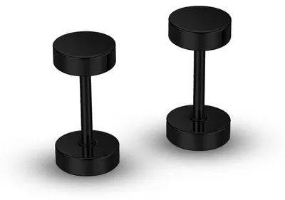 Produktbild von Ohrstecker mit Schraubverschluss Edelstahl 316L Schwarz 4–16mm Fake Plug Tunnel - 5 mm