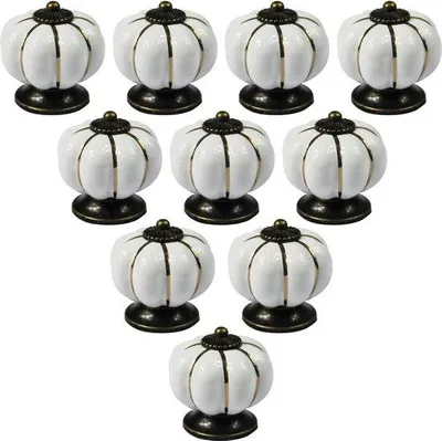 Image de Boutons en céramique blancs, style vintage, lot de 10